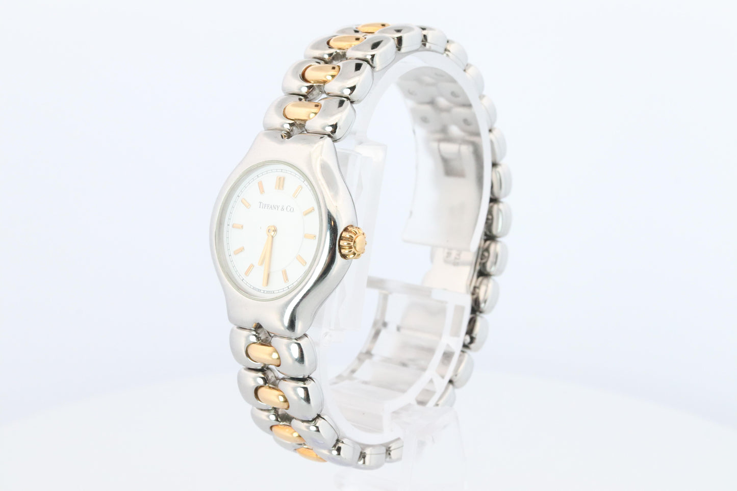 Tiffany and Co Watch. 18k Tiffany Tesoro Stainless Steel Ladies 25mm Wristwatch