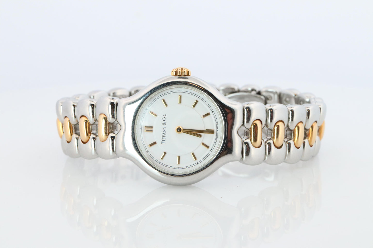 Tiffany and Co Watch. 18k Tiffany Tesoro Stainless Steel Ladies 25mm Wristwatch