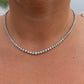 Platinum Diamond Tennis Necklace. PT850 round diamond Tennis Chain Strand. 5+CTW