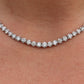 Platinum Diamond Tennis Necklace. PT850 round diamond Tennis Chain Strand. 5+CTW