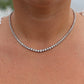 Platinum Diamond Tennis Necklace. PT850 round diamond Tennis Chain Strand. 5+CTW
