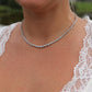 Platinum Diamond Tennis Necklace. PT850 round diamond Tennis Chain Strand. 5+CTW
