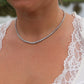 Platinum Diamond Tennis Necklace. PT850 round diamond Tennis Chain Strand. 5+CTW