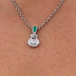 Platinum Emerald Pendant. Genuine Emerald and Diamond Door knocker PT900 Pendant