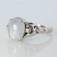 14k Gray Star Sapphire Natural Oval Cabochon ring. Gray Sapphire Diamond ring.