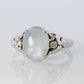 14k Gray Star Sapphire Natural Oval Cabochon ring. Gray Sapphire Diamond ring.