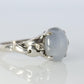 14k Gray Star Sapphire Natural Oval Cabochon ring. Gray Sapphire Diamond ring.