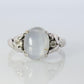 14k Gray Star Sapphire Natural Oval Cabochon ring. Gray Sapphire Diamond ring.