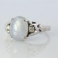 14k Gray Star Sapphire Natural Oval Cabochon ring. Gray Sapphire Diamond ring.