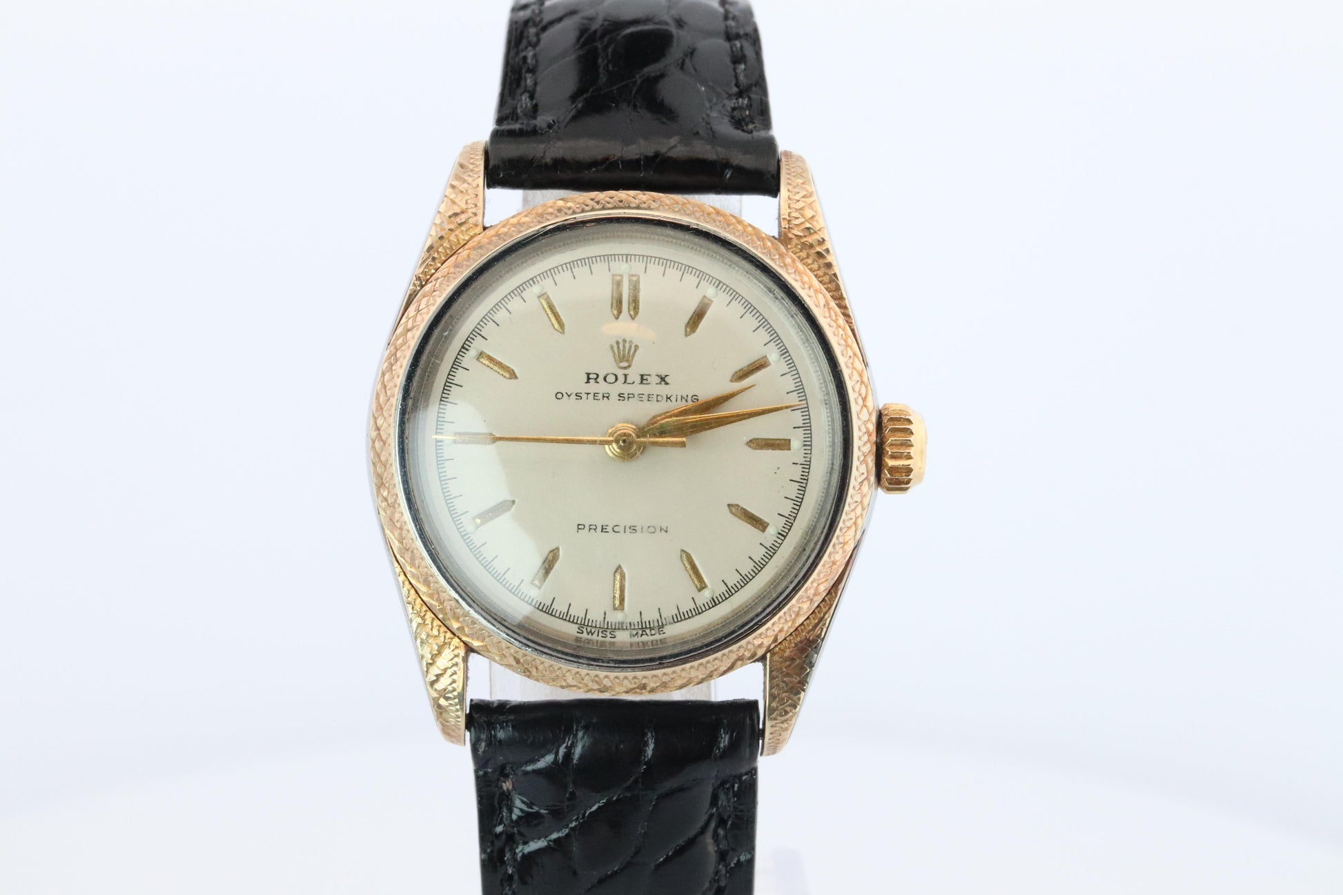 Vintage Rolex Watch. ROLEX Oyster SPEEDKING 4220 SS and 9k Bezel. Engraved