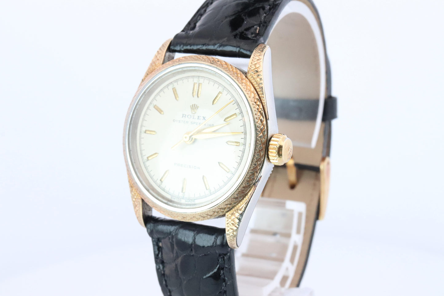 Vintage Rolex Watch. ROLEX Oyster SPEEDKING 4220 SS and 9k Bezel. Engraved