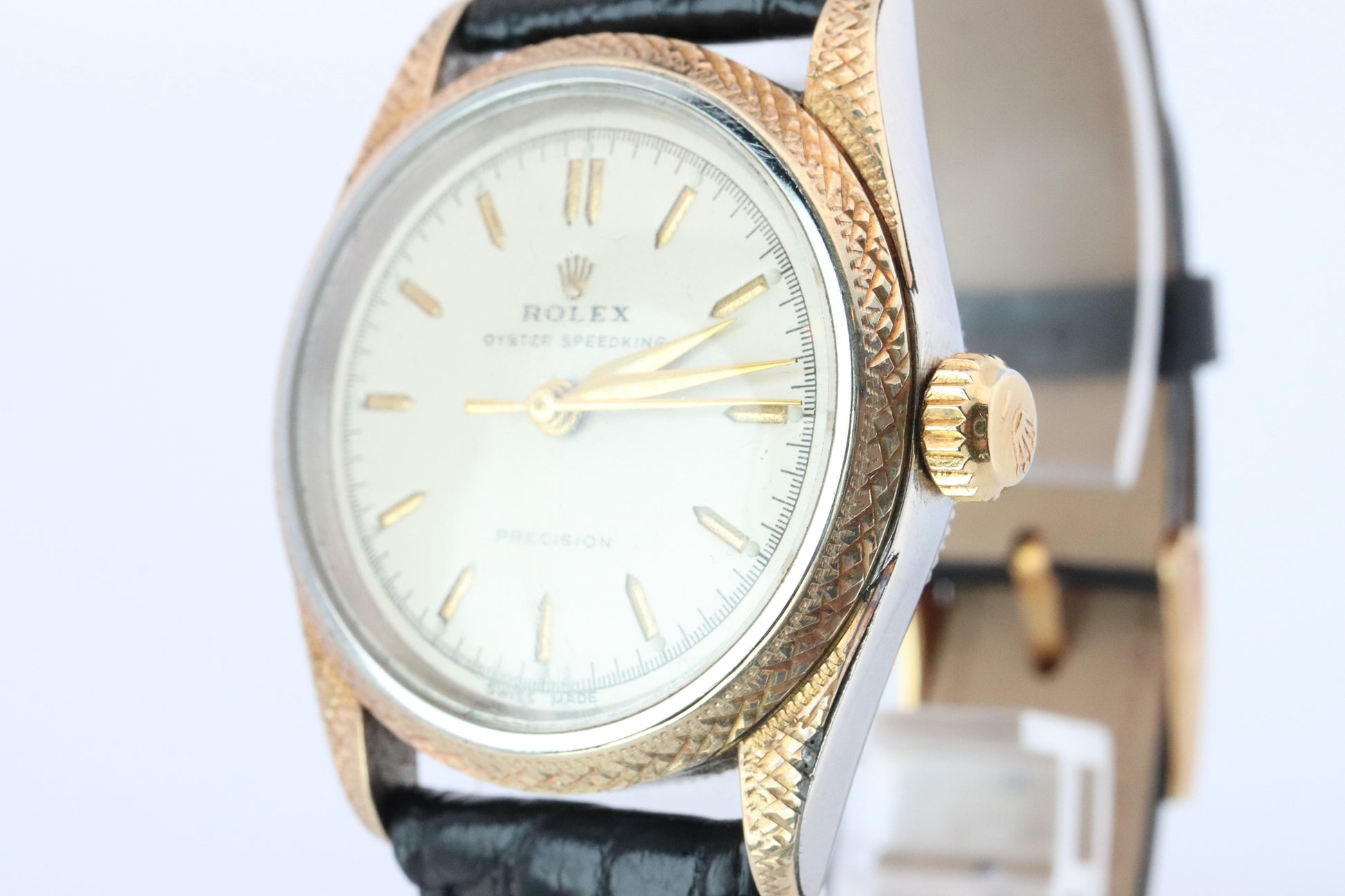 Vintage Rolex Watch. ROLEX Oyster SPEEDKING 4220 SS and 9k Bezel. Engraved