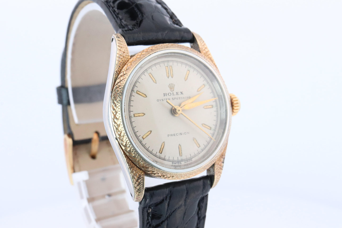 Vintage Rolex Watch. ROLEX Oyster SPEEDKING 4220 SS and 9k Bezel. Engraved