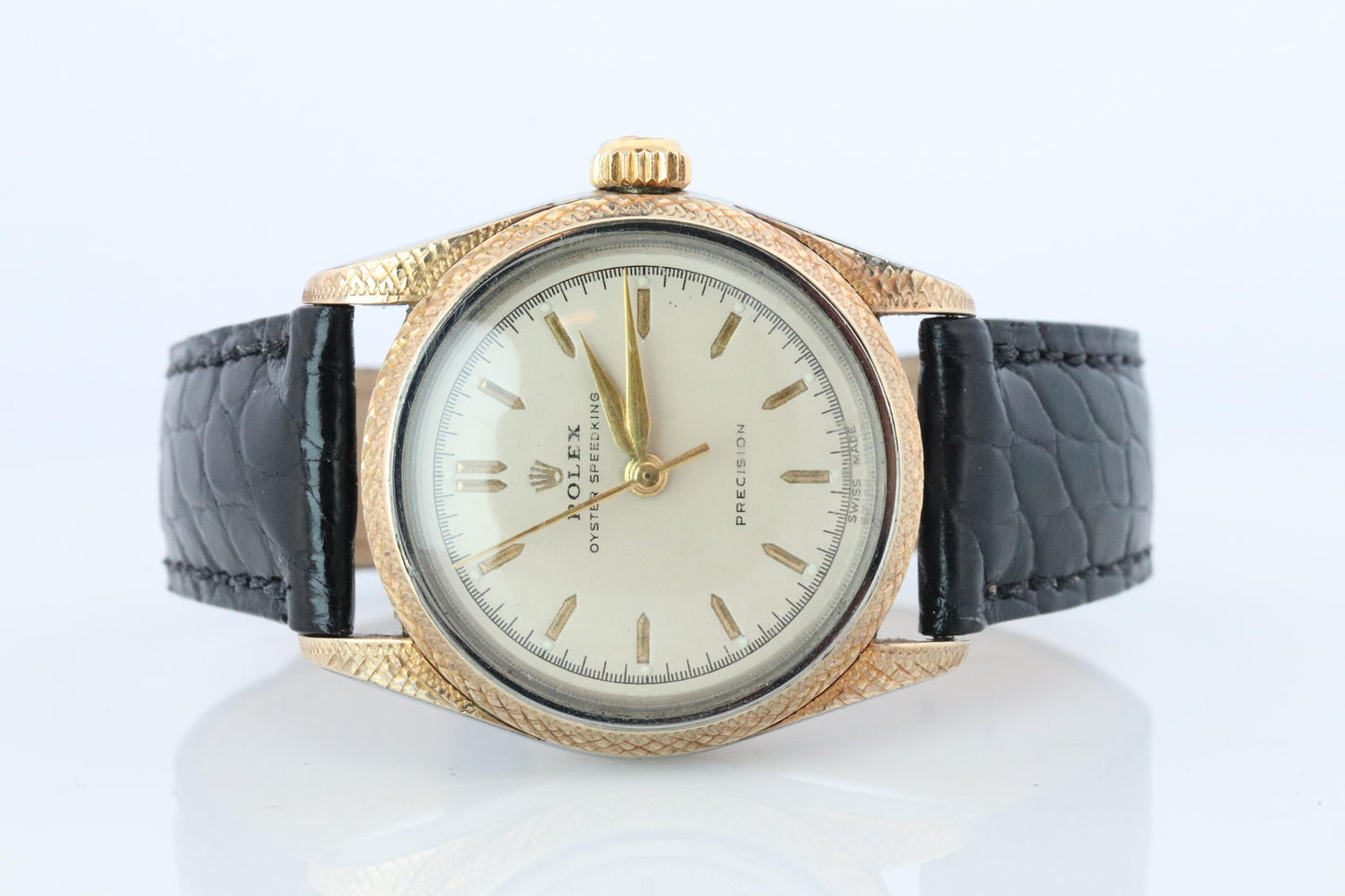 Vintage Rolex Watch. ROLEX Oyster SPEEDKING 4220 SS and 9k Bezel. Engraved