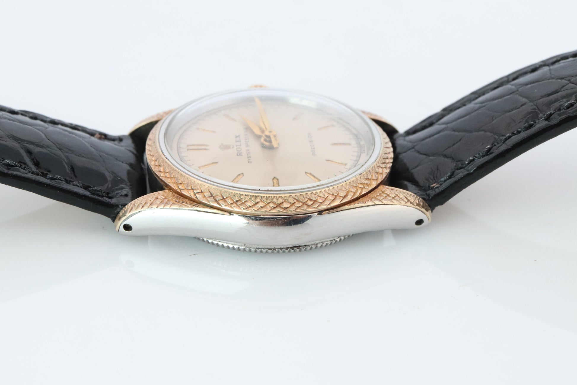 Vintage Rolex Watch. ROLEX Oyster SPEEDKING 4220 SS and 9k Bezel. Engraved