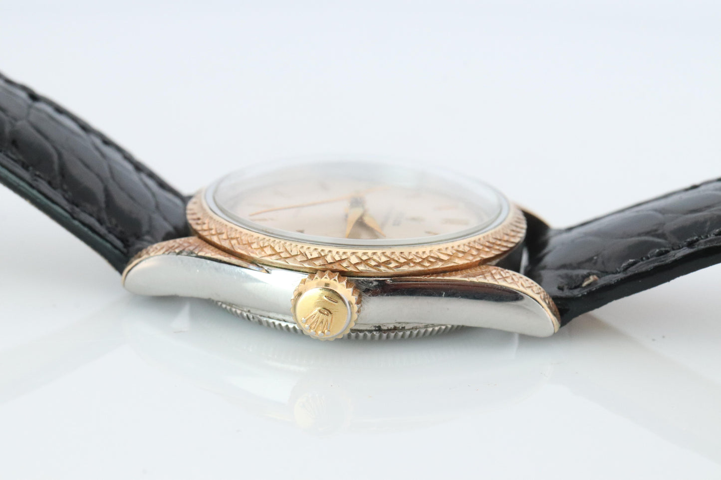 Vintage Rolex Watch. ROLEX Oyster SPEEDKING 4220 SS and 9k Bezel. Engraved