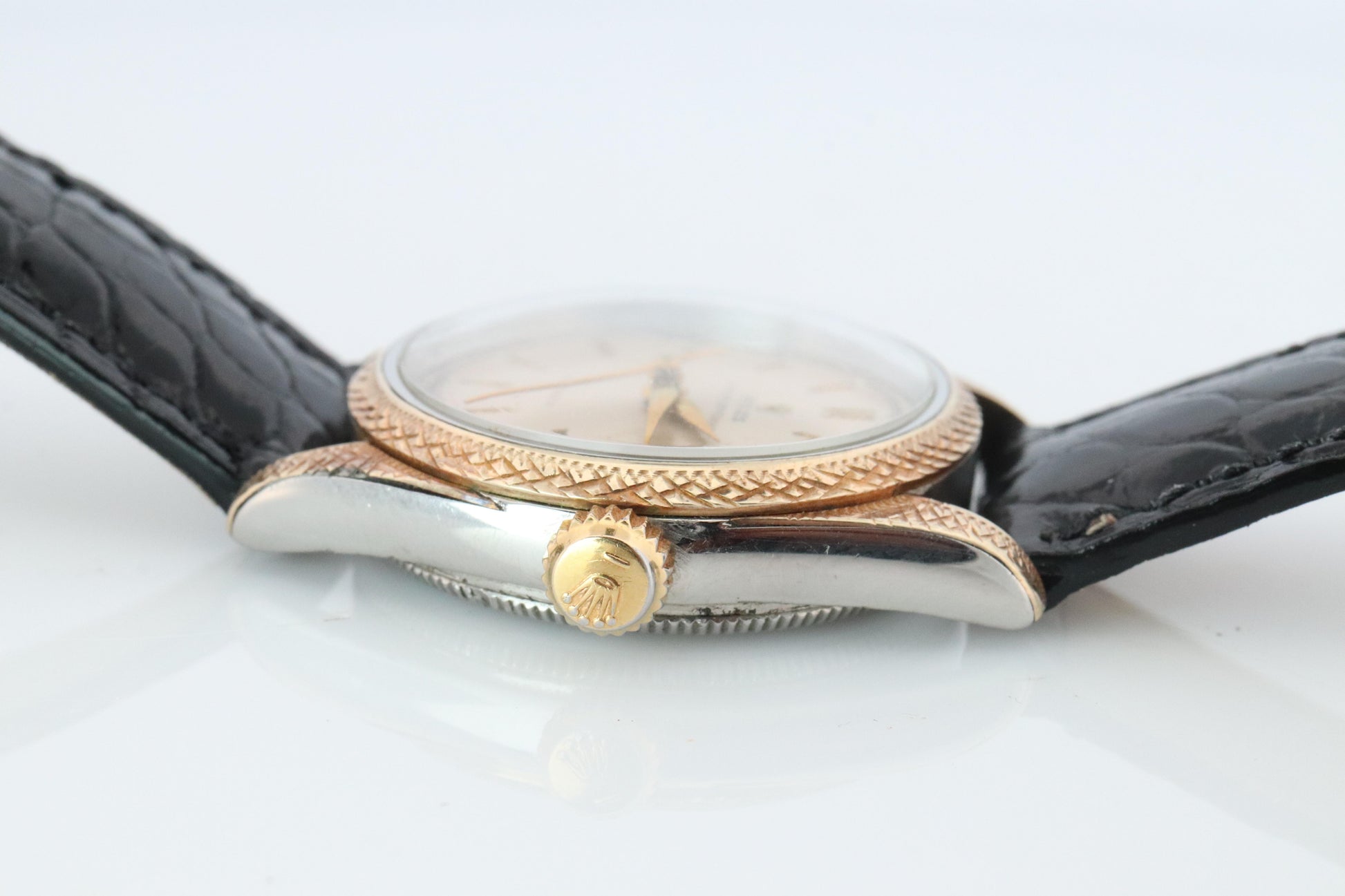 Vintage Rolex Watch. ROLEX Oyster SPEEDKING 4220 SS and 9k Bezel. Engraved