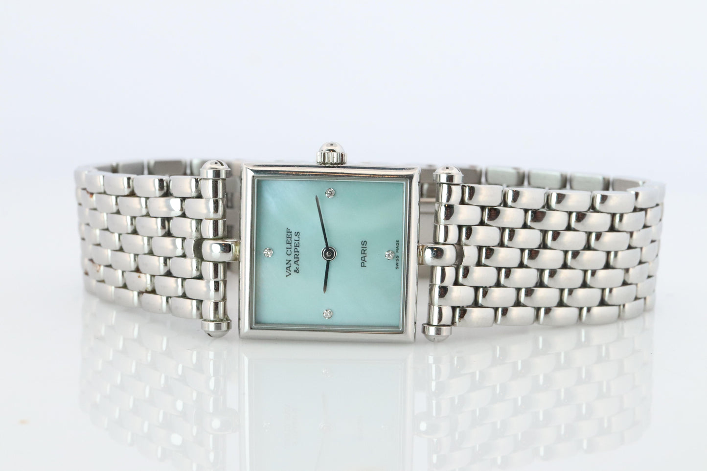 Van Cleef and Arpels 522642 watch. Classique Square Blue Shell Dial