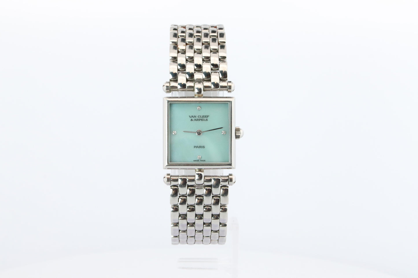 Van Cleef and Arpels 522642 watch. Classique Square Blue Shell Dial