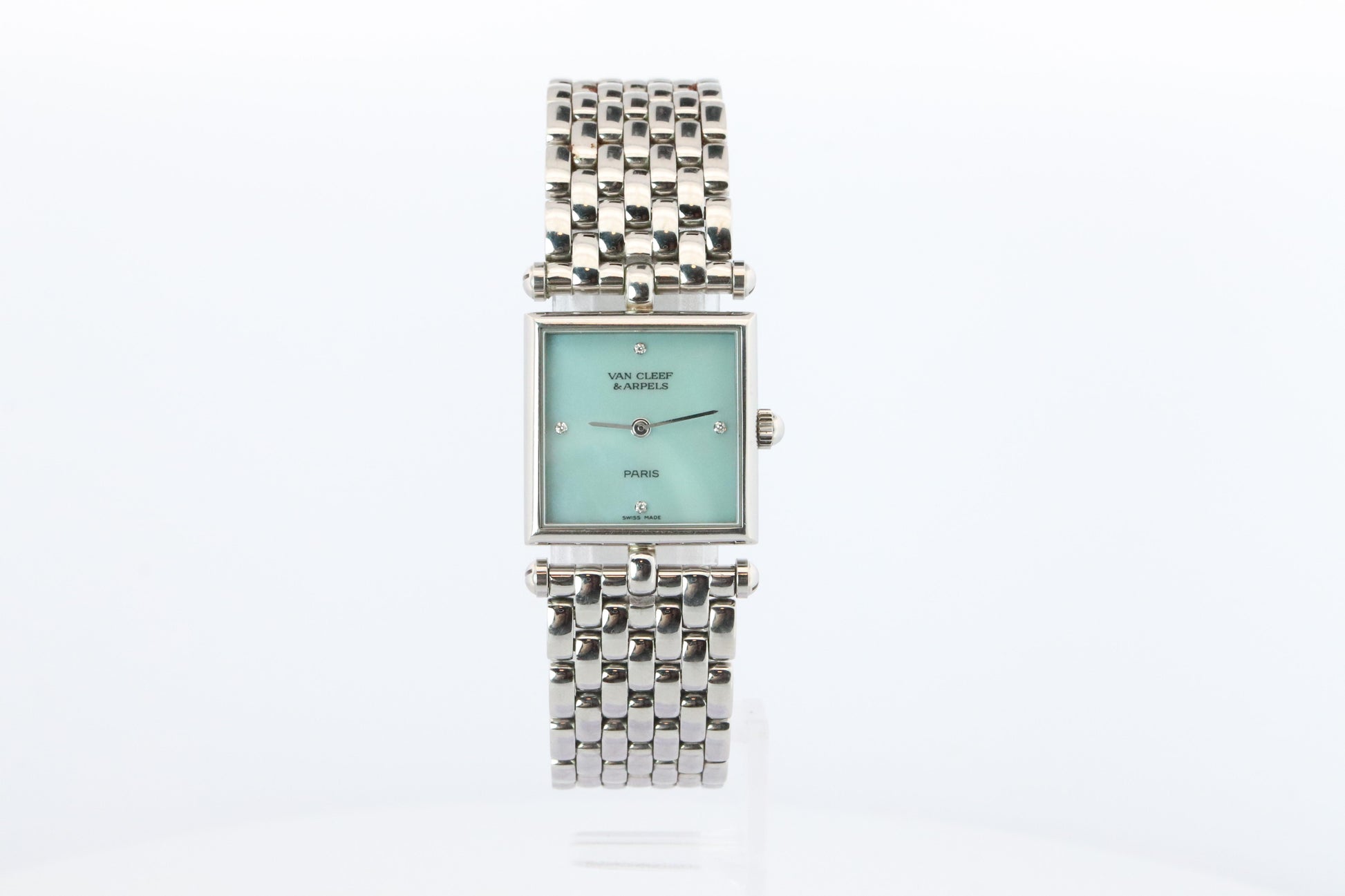 Van Cleef and Arpels 522642 watch. Classique Square Blue Shell Dial