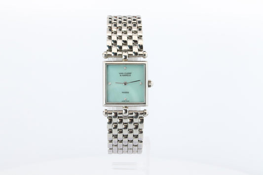 Van Cleef and Arpels 522642 watch. Classique Square Blue Shell Dial