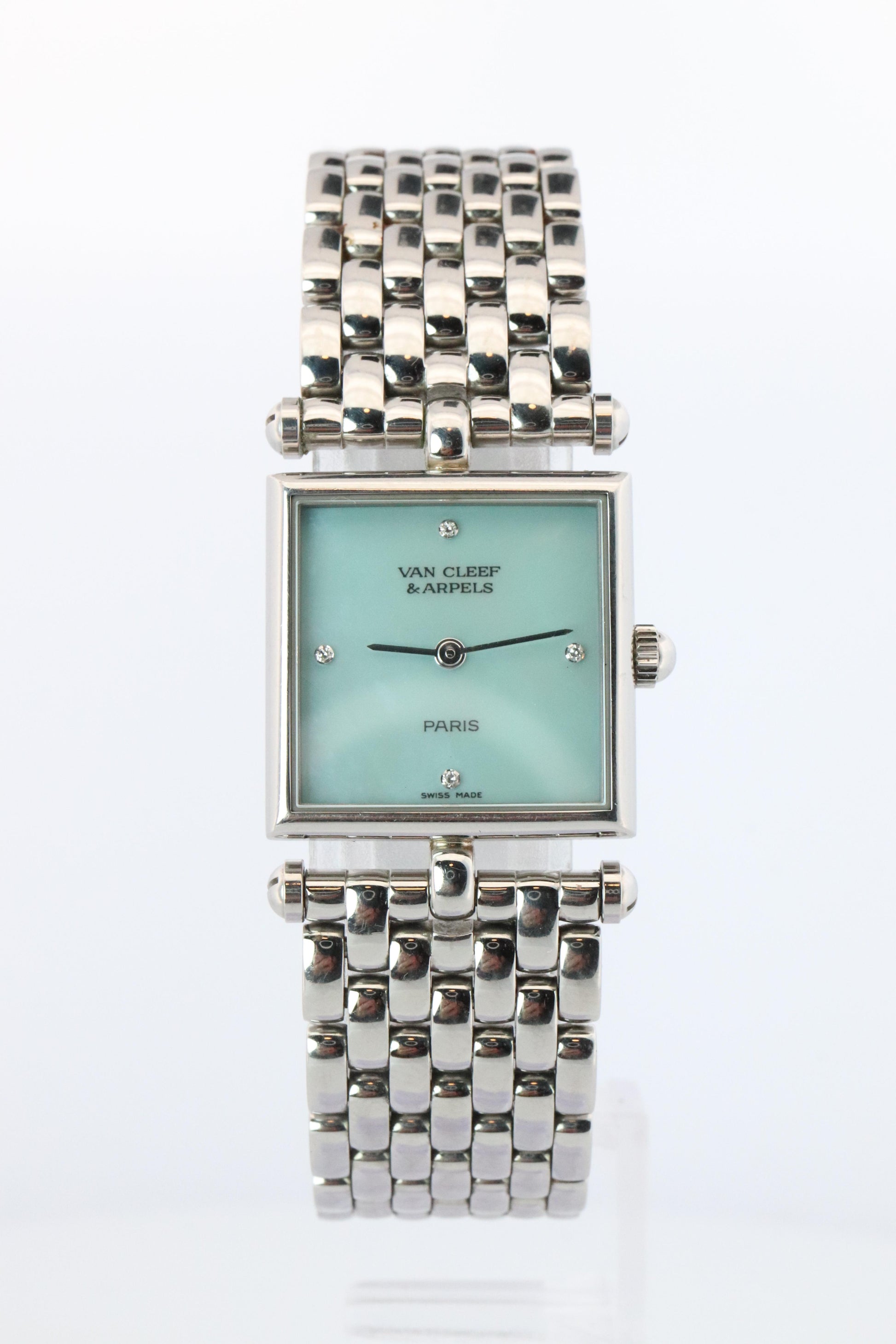 Van Cleef and Arpels 522642 watch. Classique Square Blue Shell Dial