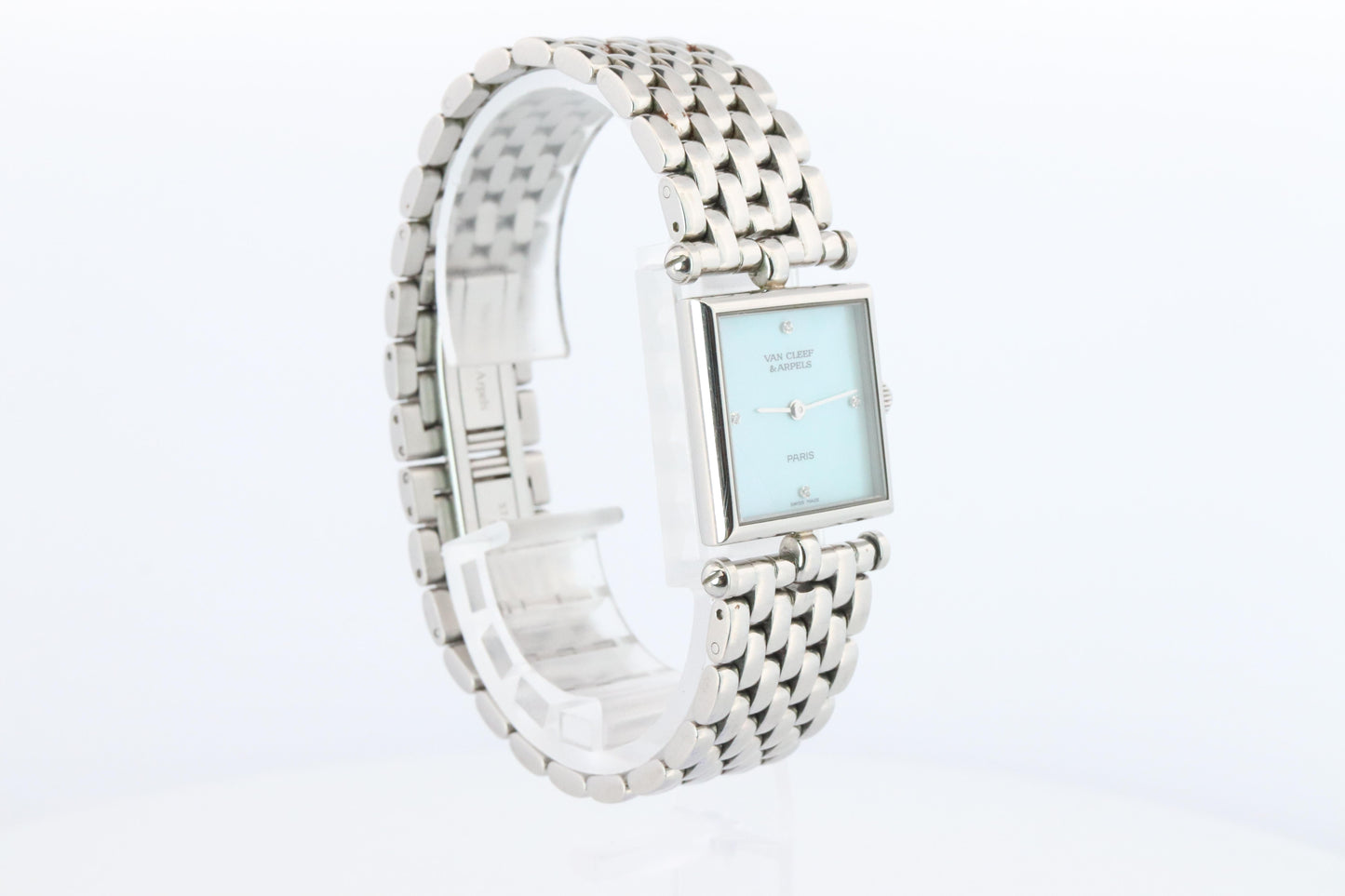 Van Cleef and Arpels 522642 watch. Classique Square Blue Shell Dial