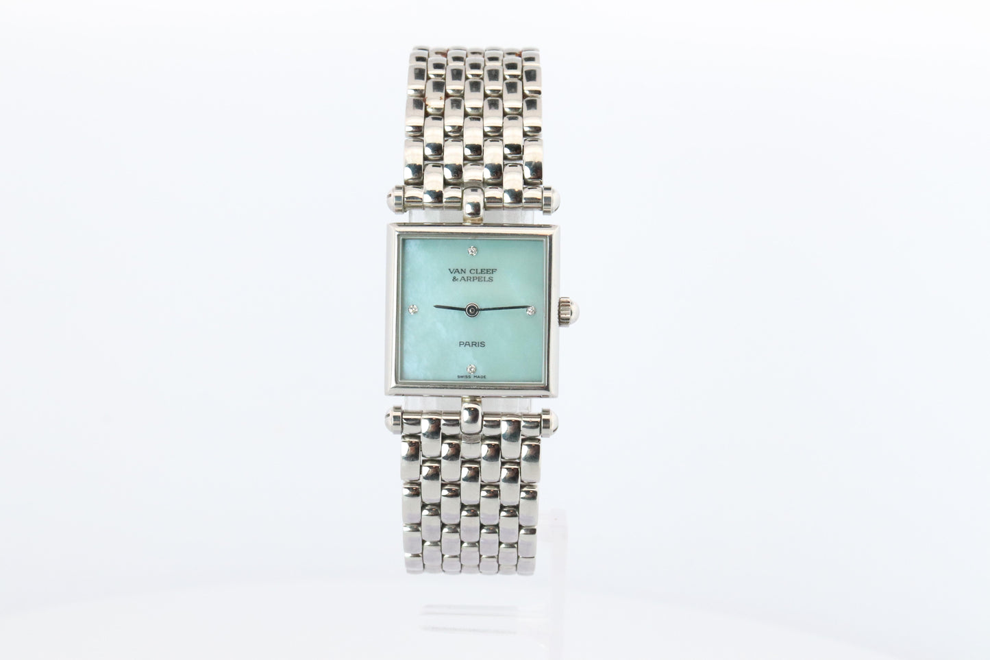 Van Cleef and Arpels 522642 watch. Classique Square Blue Shell Dial