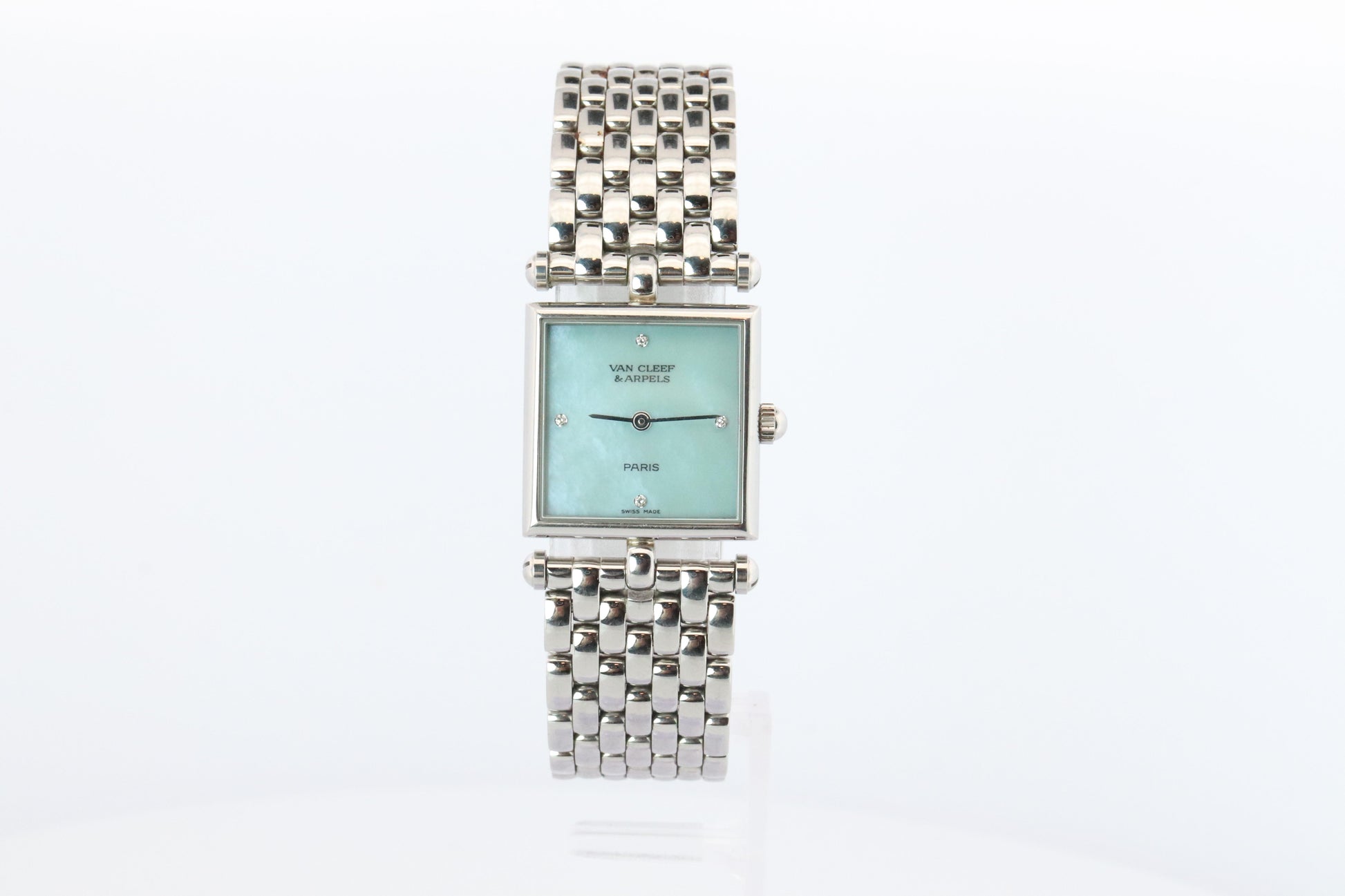 Van Cleef and Arpels 522642 watch. Classique Square Blue Shell Dial