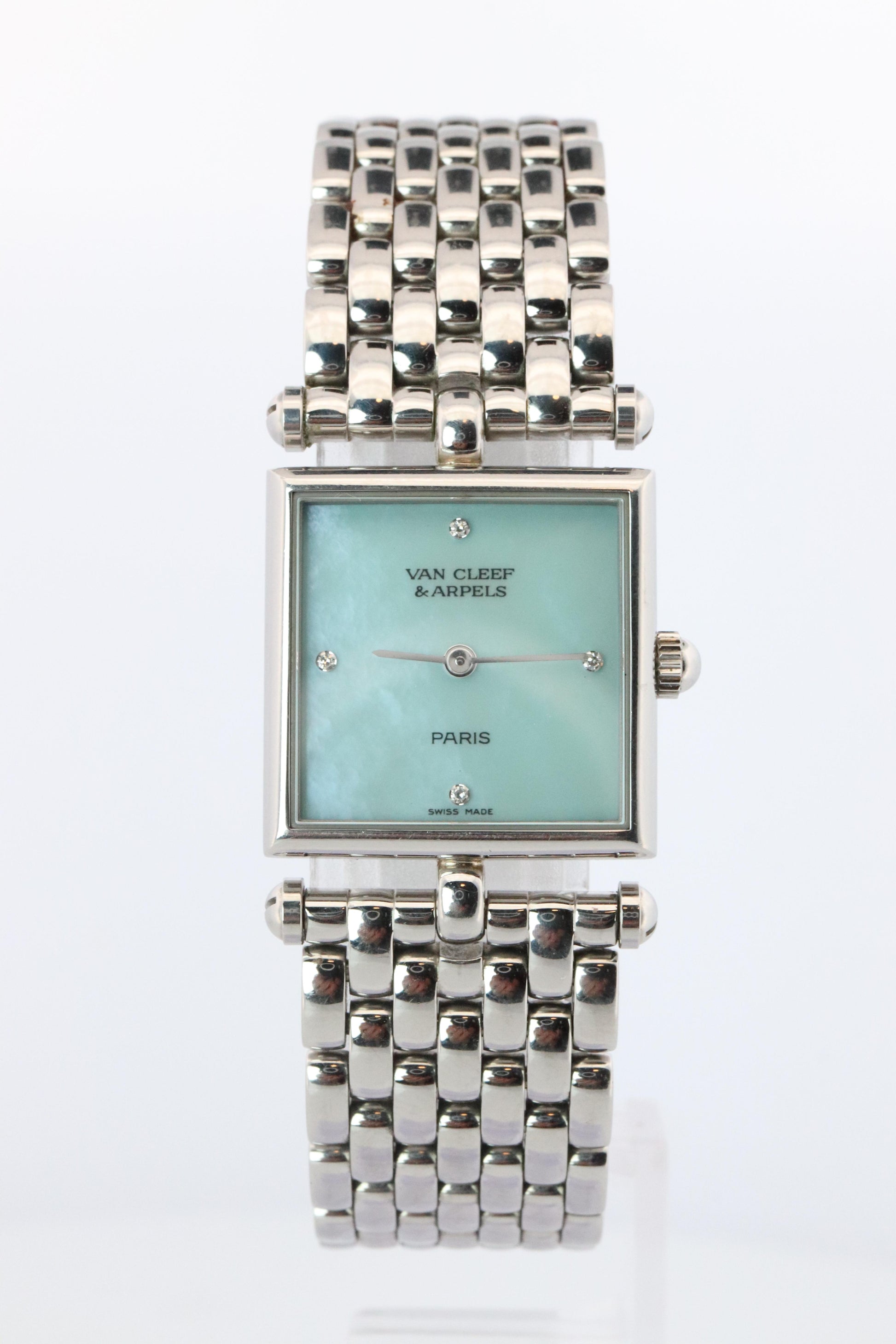 Van Cleef and Arpels 522642 watch. Classique Square Blue Shell Dial