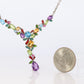 Multi Gem Layered Necklace. Multi-Color Gem Sterling Silver Cocktail Necklace.