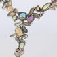 Multi Gem Layered Necklace. Multi-Color Gem Sterling Silver Cocktail Necklace.