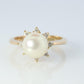 14k Pearl and Diamond Halo ring. 14k White gold Solitaire Halo ring with AKOYA