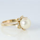 14k Pearl and Diamond Halo ring. 14k White gold Solitaire Halo ring with AKOYA
