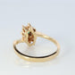 14k Emerald and Diamond Halo yellow gold ring. Emerald and Diamond Cluster ring.