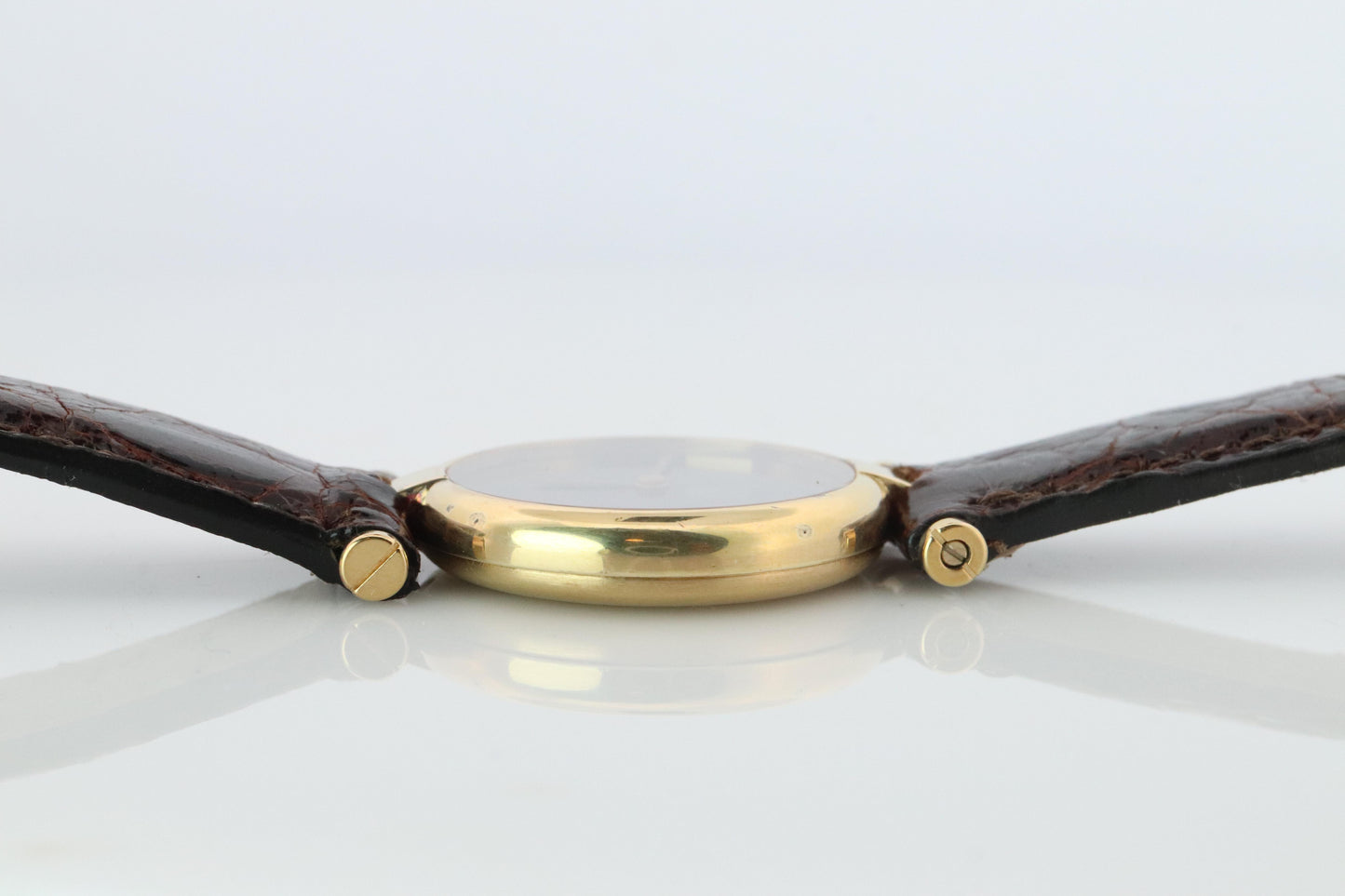 Genuine Cartier Watch. Must de Cartier Vendome Round Argent Vermeil Brown ladies