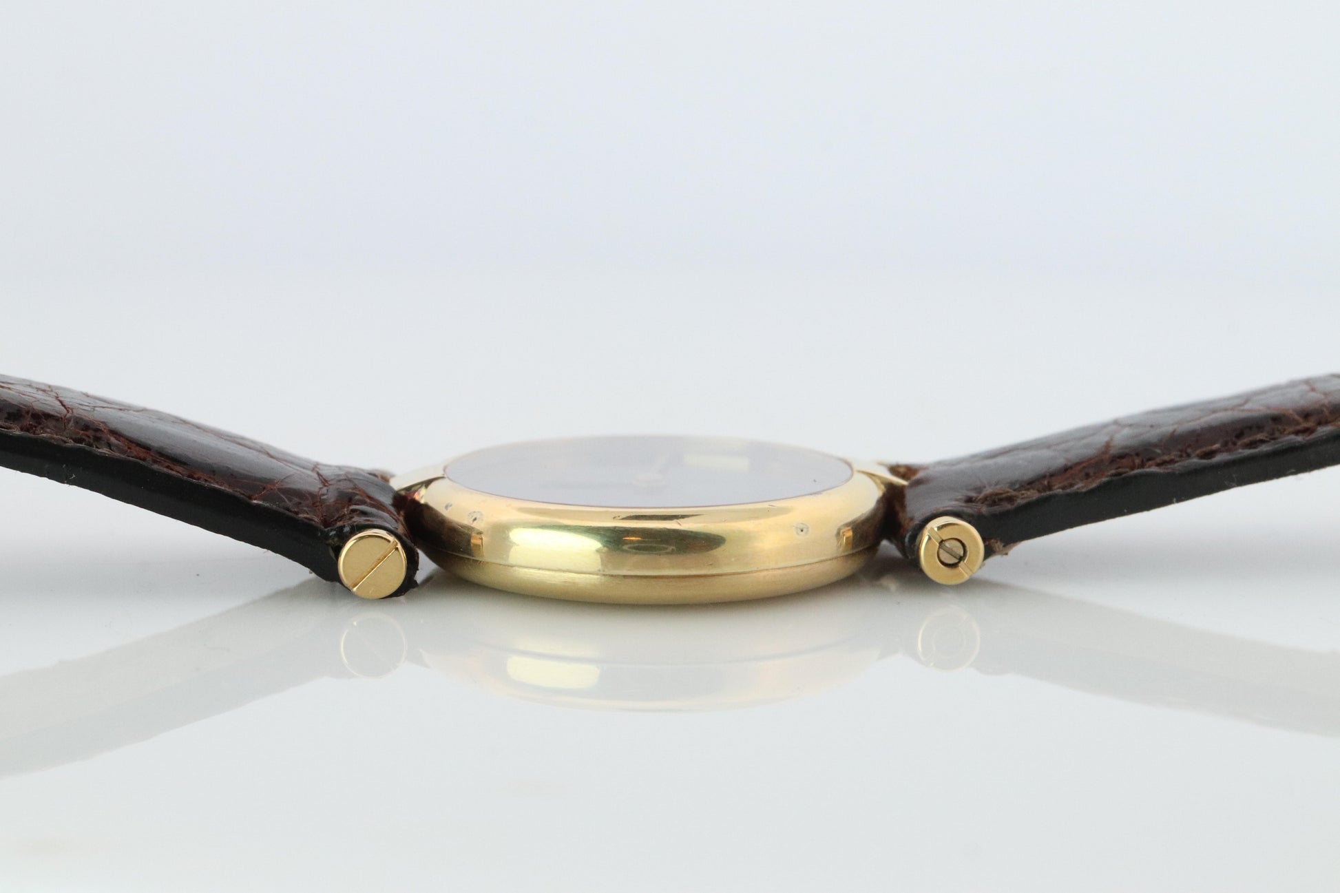 Genuine Cartier Watch. Must de Cartier Vendome Round Argent Vermeil Brown ladies