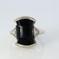 Vintage Geometric Black Onyx 14k Gold ring with diamonds.