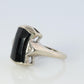 Vintage Geometric Black Onyx 14k Gold ring with diamonds.