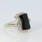 Vintage Geometric Black Onyx 14k Gold ring with diamonds.