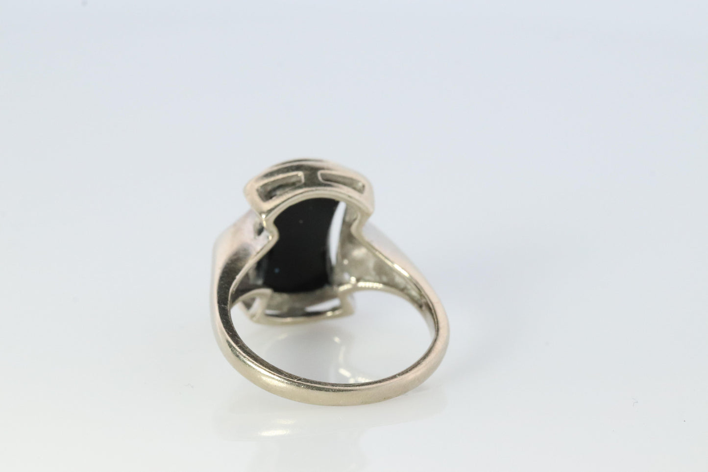 Vintage Geometric Black Onyx 14k Gold ring with diamonds.