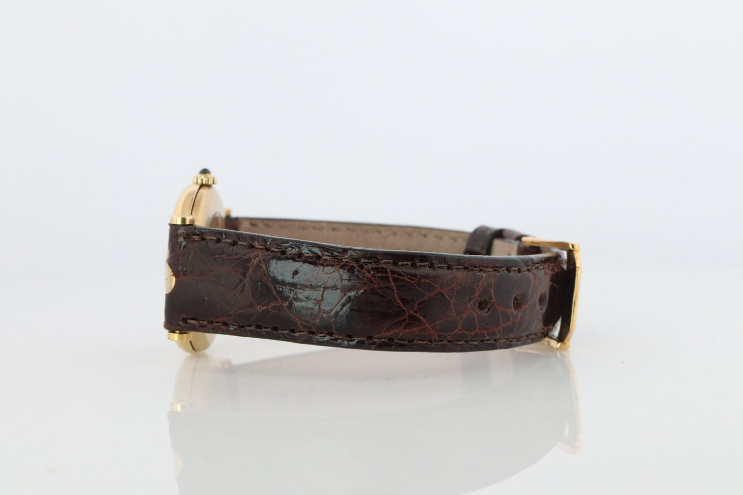 Genuine Cartier Watch. Must de Cartier Vendome Round Argent Vermeil Brown ladies
