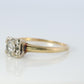 Art Deco Diamond Solitaire Square setting Ring. 14k Gold European Cut diamond