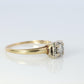 Art Deco Diamond Solitaire Square setting Ring. 14k Gold European Cut diamond