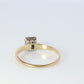 Art Deco Diamond Solitaire Square setting Ring. 14k Gold European Cut diamond