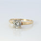 Art Deco Diamond Solitaire Square setting Ring. 14k Gold European Cut diamond