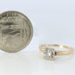 Art Deco Diamond Solitaire Square setting Ring. 14k Gold European Cut diamond