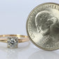 Art Deco Diamond Solitaire Square setting Ring. 14k Gold European Cut diamond