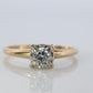 Art Deco Diamond Solitaire Square setting Ring. 14k Gold European Cut diamond