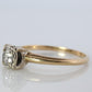 Art Deco Diamond Solitaire Square setting Ring. 14k Gold European Cut diamond